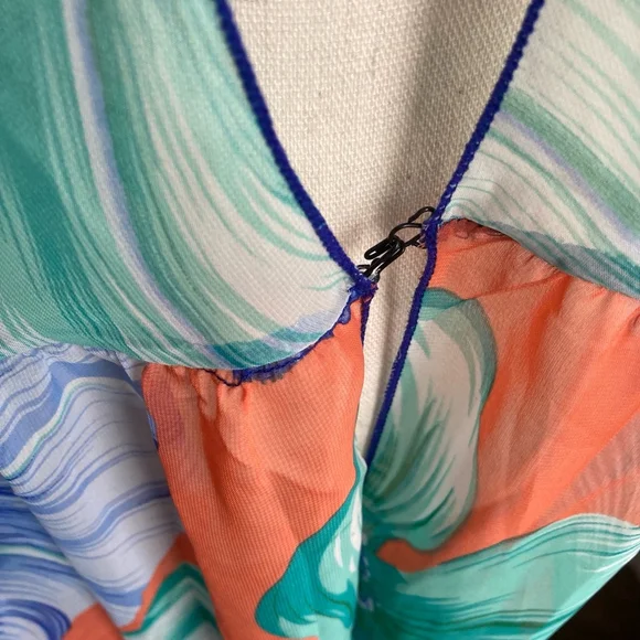 Women's bathing suit sheer cover RESORT by Chuck A. Size L Orange Floral - Picture 6 of 13